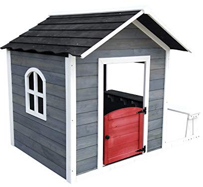 Robincool Casetta per Bambini in Legno Chloe 1,2 m² de 116x138x132 cm Casetta Giocattolo per Esterni con Porta a Battente, Tetto a Due Falde, Finestre e Panca da Esterno