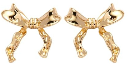 Schleifen-Ohrstecker – Schleifenknoten-Ohrringe, Schleifen-Ohrstecker für Frauen, bezaubernde glänzende Ohrringe mit 14 Karat Gold für Dating, Versammlungen, Zuhause, Arbeit, Reisen, 0,79 x 0,91 cm,