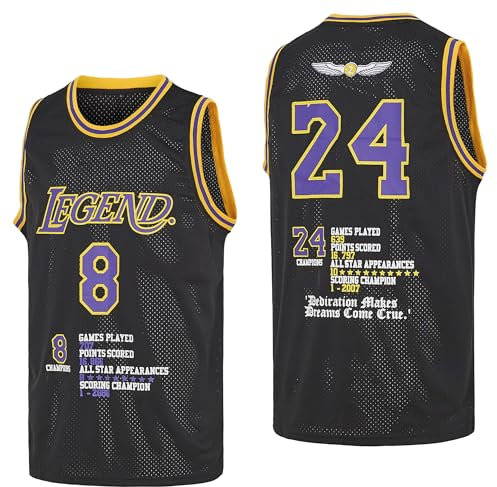Ucavan Herren Legend Bryant Stats 8-24 Poem Basketballtrikot, Schwarz, Schwarz, L