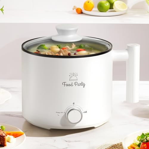 Food Party Hot Pot Electric Pot for Cooking Mini Ramen Cooker 1.8L College Dorm Room Essentials Hotpot Shabu Shabu Pot 220V Noodle Cooker Non Stick