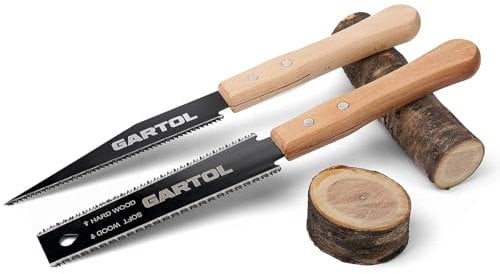 GARTOL 2-tlg. Japansäge Set,Doppelte Kante Ryoba(17TPI/14TPI) & 6 Handsäge mit SK5 Klinge & Holzgriff,Profi Feinsäge Zugsäge für Holzbearbeitung Heimwerker Zimmermann