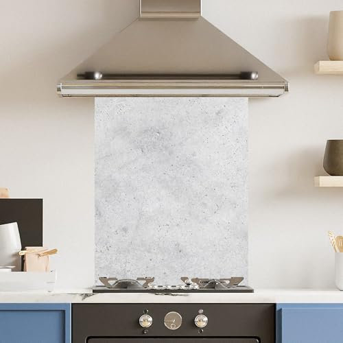 Toughened 6mm Glass Kitchen Splashback 60 x 75cm White Marble Effect - Polished Heat Resistant Back Splash for Cookers Hob