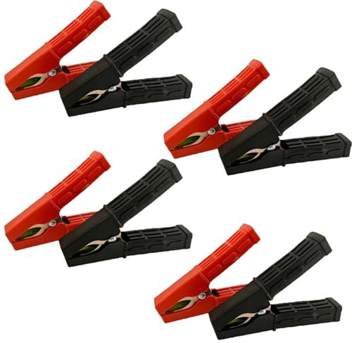 Heavy Duty Copper Crocodile Clamps, 200A Car Booster Cable Clips for Car Batteries (2 Pcs, Black & Red)