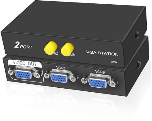 XMSJSIY VGA Switch Box 2 in 1 OUT VGA Audio Video Commutatore Splitter Splitter Dual Monitor 1080P 2 Porte VGA Video Sharing Selector Adattatore Supporto VGA, XVGA, SVGA, UXGA VGA Switch per PC