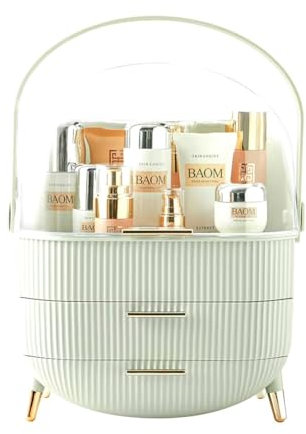 Multi-Function Make Up Case Dustproof Cosmetic Storage Box, Organizer Skin Care Products Jewelry Organizer Finishing Box for Bedroom Bathroom Desktop (Light Green)