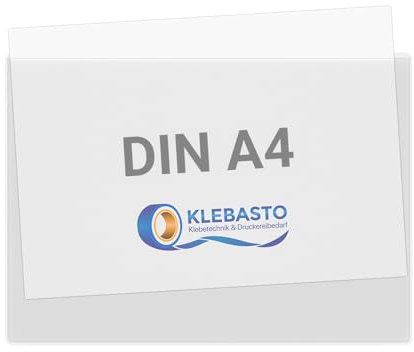 KLEBASTO Selbstklebetaschen | Transparent | Sichttaschen zum Kleben | Infotaschen zum Kleben | Rechtecktaschen Transparent (DIN A4 | Breite Seite Offen, 20)