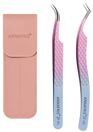 ANNAFRIS 2Pcs Pince Extension Cils Inoxydable Pince a Epiler Extension de cils Pincettes de Précision Lash Tweezers (F01+02)