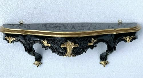 Pintici Étagère murale console miroir murale console murale (Noir et Doré)
