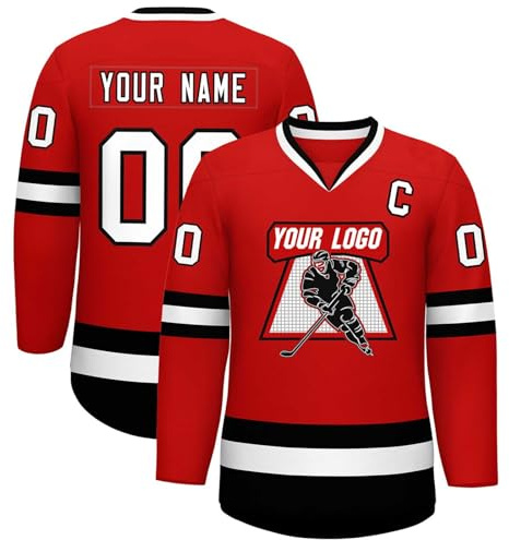KONG JIMFAN Personalisiertes Hockey Trikot,Eishockey Kostüm Erwachsene Unisex Lose Atmungsaktiv Eishockey Trikots mit Eigenem Namen Nummer Logo & Teamname,Teamtrikot für Familien Matching