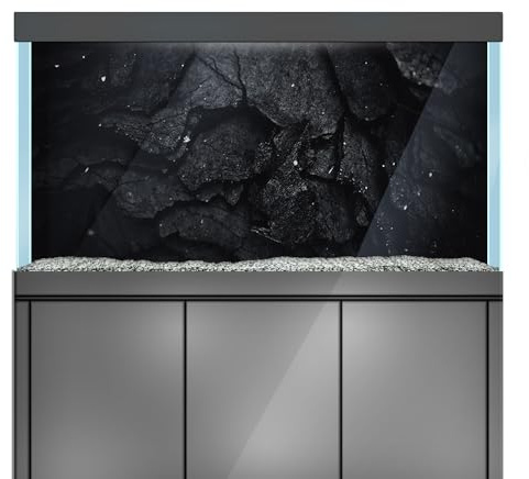 LYYAB Aquarium Hintergrund Aufkleber Stein Rock Cracks Dark - Fish Tank Reptile Terrarium Decor Poster (90 x 60 cm)