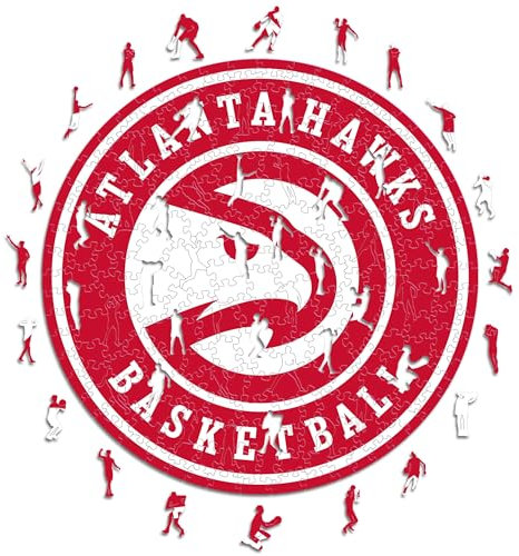 Iconic Puzzles - Atlanta Hawks, Logo, Holzpuzzle, offiziell lizenziert von der NBA, 100% nachhaltig, Größe M, 270 Teile
