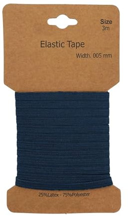 Gummiband 3m x 5mm Gummilitze Gummi elastisches Band Flachgummi Farbwahl, Farbe:marineblau