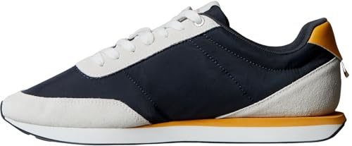 Calvin Klein Herren Retro Runner ESS Mix MAT YM0YM01361 Low-Top, Blau (Vaporous White/Casual Blue/Cooling), 10,5, Blau Vaporous White Casual Blue Cooling, 43 1/3 EU