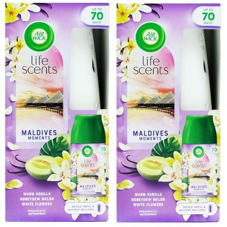 2 x Air Wick Maldives Moments Freshmatic Air Freshener Autospray Air Freshener 250ml Lasts for up to 70 Days