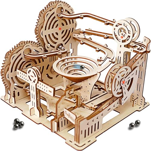 Crafts&Co® 3D Puzzle Murmelbahn | Kompletter Bausatz | Kein Verkleben oder Sägen Erforderlich | 191 Teile | Miniatur Bastelset | Kugelbahn | Holzpuzzle Erwachsene und Kinder | 31x28x24 cm