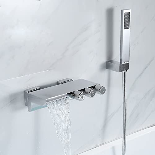 Wasserfallwanne Wasserhähne Wandmontage Bad Zapf mit Dusche mit handgehaltener Dusche heiß und kalt mehrfunktion