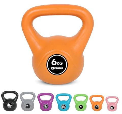Kayman Kettlebell 4KG, 6KG, 8KG, 12KG, 16KG, 20KG - Ergonomic Handle & Flat Bottom for Stability - Home Gym Weight for Strength Training & Cardio - Versatile Range for Fitness Workouts