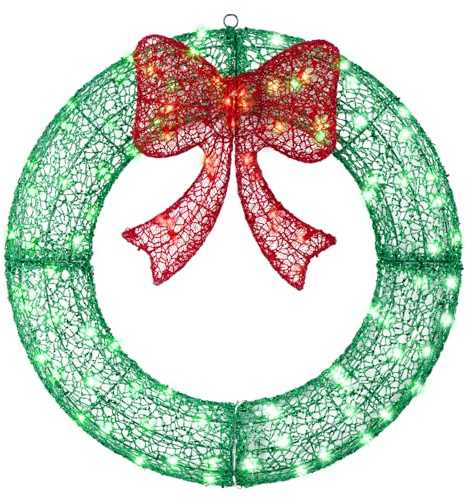 24 in Pre-Lit Christmas Wreath with 6H On/18H Off Timer