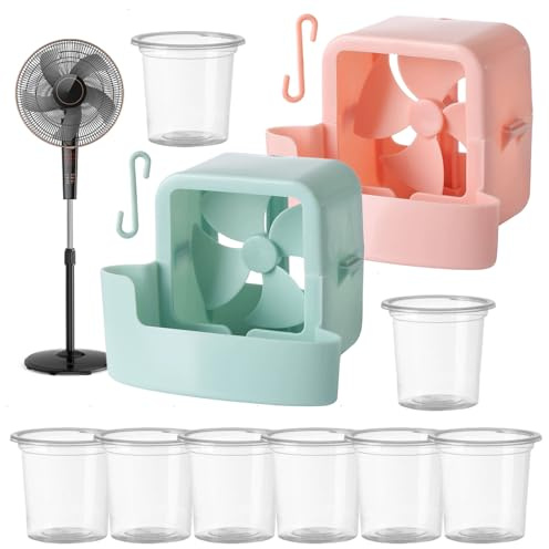laxreheye Zubehör für tragbaren Ventilator – 2-teiliges Kühlgerät mit hängender Eisbox | Kühlzubehör mit Haken für Innen und Balkon