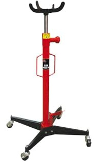 P. Lindberg Getriebeheber hydraulisch 300 Kg Motorheber Hubhöhe 113-195 cm - Inkl. 4 Lenkrollen mit Fußpedal