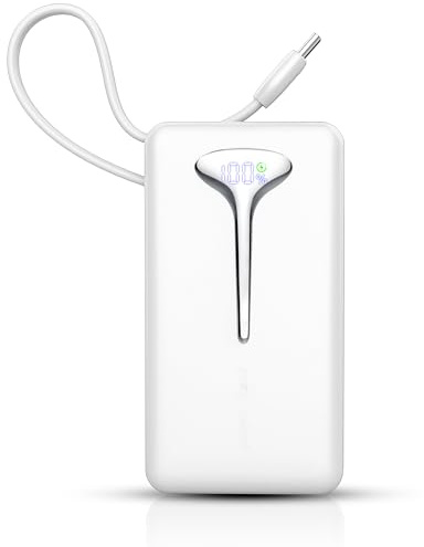 Power Bank, 10000mAh Mini Caricatore Portatile 22.5W Ricarica Rapida, Ultra Portatile Powerbank con USB C Cavo Integrato, Batterie Esterna di 3 porte uscita per iPhone 16 Samsung Xiaomi Android iPad