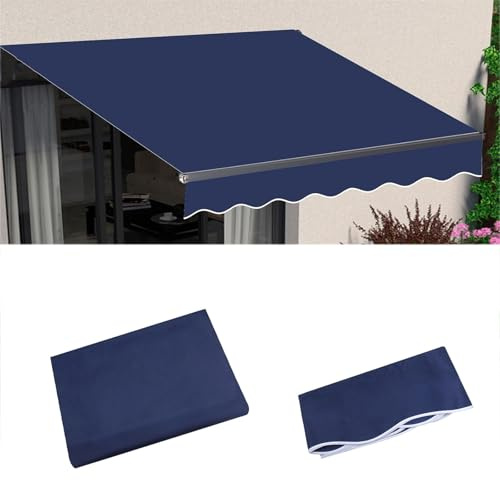 Wasserdichte einziehbare Terrasse Markise Stoff ErsatzOutdoor Sonnenschutz Markise Durable Polyester mit Front Valance 5x Größe Blau Farbe für Decks & Terrassen
