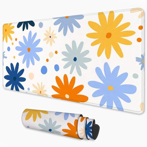 Mauspad Gelb Mousepad xxl 500x250 mm, Schreibtischunterlage Vernähte Kanten für Büro mit Rutschfeste Gummibasis und Wasserdicht Oberfläche, Gaming Mouse Pad Orange für PC, MacBook, Laptop 3Y-249