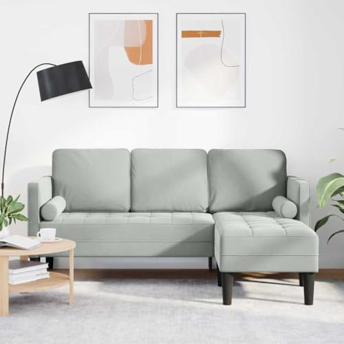 Massbinet Ecksofa L Form Sofa Sofa Set Hellgrau 173 x 131 x 67 cm Samt