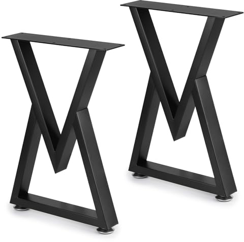 LALAGO 2 Stück Tischgestell V-Typ Schwarz bis 250kg, 28 × 39cm | Metall-Tischbeine aus 28 × 39 cm Profilen, Möbelfüße für Sitzbank, DIY-Möbel, Esstisch, Bank, Computertisch, Industrie