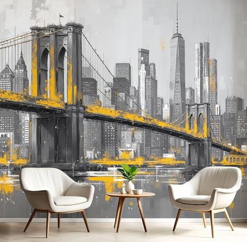 MIATCENRT Papier Peint Panoramique 400x280cm Format Personnalisé, 3D Poster Geant Mural, Abstrait Urbain Pont Architecture pour Salon Chambre Restaurant Décoration Murale