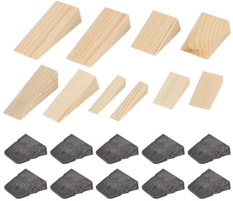 Lxmxgk 20 PCS Axe Hammer Handle Wedge Kit, Wood and Steel Handle Wedge, Axe Handle Wedge, Metal Wedge Hammer Handle Wedges, 10 Wood Wedges and 10 Corrugated Steel Wedges for Axe Hammer Sledge