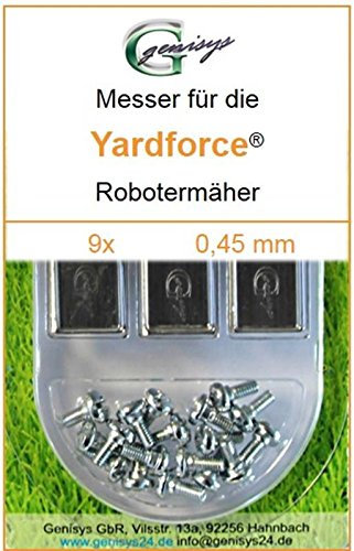 Genisys 9 Ersatz-Messer Qualitäts-Klingen 0,45mm kompatibel mit Yardforce SC 600 Eco SC600-Eco SA 900 SA900 SA 600 H SA600H SA 600 H SA600H