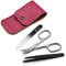Mont Bleu 3-piece Manicure Set with crystal nail file, in Cruelty Free Leatherette Case | Italian Scissors - Czech Crystal Nail File - German Case