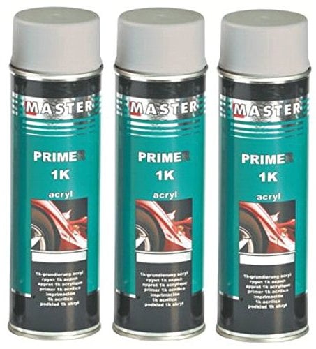 Troton 1 K Primer 500 ml Spray de imprimación acrílico para rellenar, base adherente para coche, color gris, 3