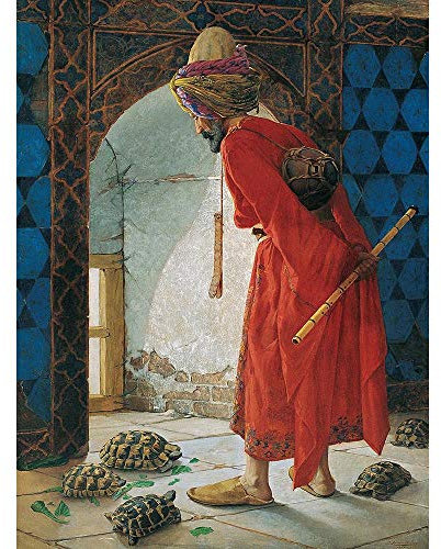 Wee Blue Coo Osman Hamdi Bey Tortoise Trainer Old Master Painting Art Print Poster Wall Decor Kunstdruck Poster Wand-Dekor-12X16 Zoll