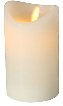 LED-Kerze Bino aus Paraffin, cremeweiß, warmweiß, 12 cm, Timer | Cremeweiße LED-Kerze aus Paraffin mit warmweißem Licht, Kippschalter und integriertem Timer.