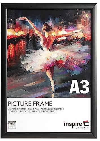 Hampton Frames RAVENWOOD A3 (30x42cm) Black Picture Frame Acrylic (Non-Glass) Front Pack of 1