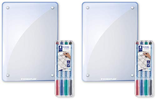 Staedtler Lumocolor 641 MB memo Board Set, trocken abwischbar, mit Lumocolor correctable (2, Stifte 0,6mm)