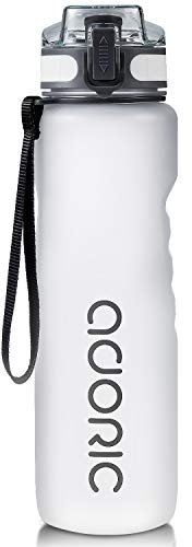 ADORIC Sports Water Bottle 1L,BPA Free Tritan Non-Toxic Plastic Sport Water Cup, Durable Leak Proof Water Bottle with Filter, Flip Top