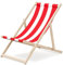 Outentin Gartenliege Klappbar Holz Strand - Premium Liegestuhl groß - für Garten, Balkon und Strand - Modernes Design - Strandliege Holz Klappbar - Bis 130 kg Motiv Roter Streifen