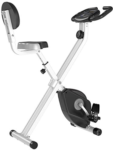 HOMCOM Vélo d'appartement pliable vélo de fitness vélo d'intérieur 8 niveaux de résistance magnétique avec dossier selle réglable écran LCD multifonction capteur fréquence cardiaque noir