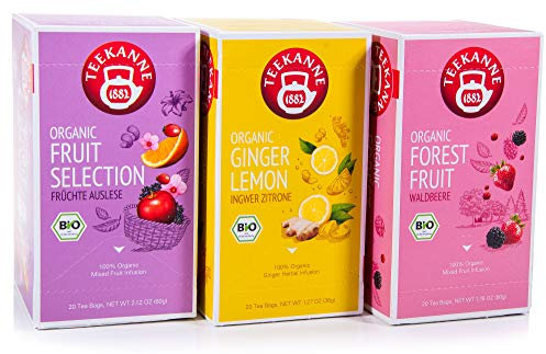 Teekanne Bio Früchtetee - Ginger Lemon, Forest Fruit, Fruit Selection (3 x 20 Teebeutel, 146 g)