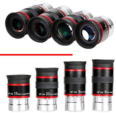 Oculaire ultra grand angle 68 degrés pour télescope (6/9/15/20 mm) entièrement recouvert de vert 3,2 cm (6-9-15-20 mm) – 4 pièces