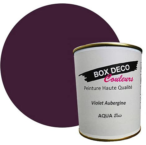 BOX DECO COULEURS Vernice per mobili in legno per interni in acrilico, effetto opaco, 750 ml, colore: Viola melanzana