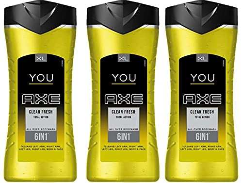 3 x Axe 6 in 1 Shower Gel/Body Wash 400ml - You Clean Fresh