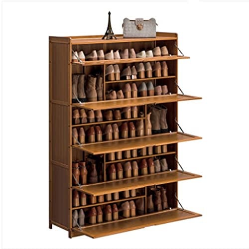 Zapatera de entrada Rack de zapatos de 9 pisos con 5 puertas, gabinete de zapatos de bambú de gran capacidad para entrada, estante de zapatos de almacenamiento grande (100 * 33 * 145 cm) Zapatero