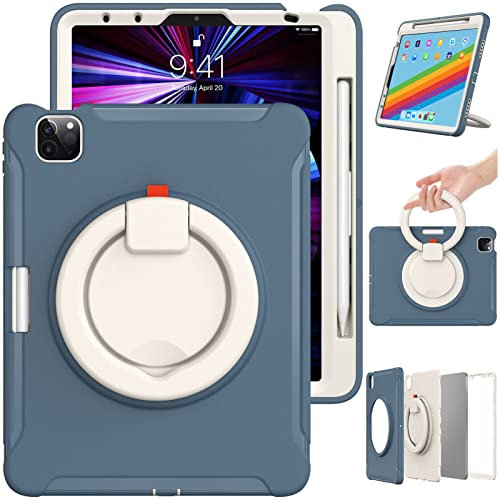 ORIbox Defender Schutzhülle für iPad Air (5. / 4. Generation) und iPad Pro 11 Zoll (2. / 1.), Rundumschutz, 3-in-1-Stoßdämpfer mit 360-Ring-Halterung, Ständer