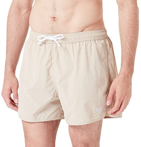 Emporio Armani Swimwear Men's Emporio Armani Embroidery Logo Boxer Short Swim Trunks, Sabbia Yellow, 48, Sabbia Gialla.