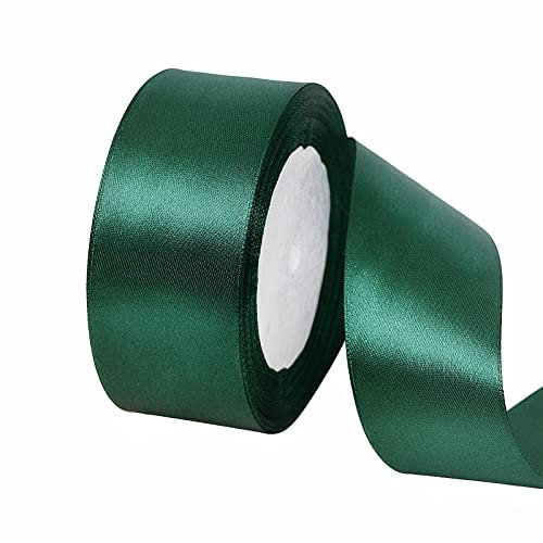 POPOYU Satinband DunkelGrün 40mm, 23 Meters Dekoration Geschenkband Fein Schleifenband, Stoffband für Luftballons, Hochzeit, Taufe und Geburtstag Geschenke Der Valentinstag Verpackung von Geschenken