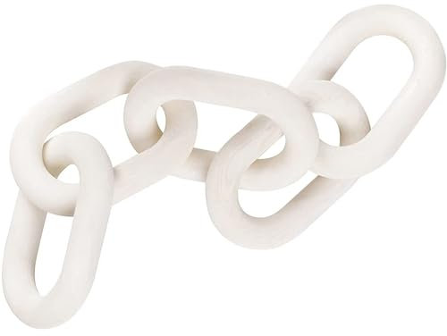 HAN-LBG Wood Chain Link Decor, Hand Carved Boho Decorative Wood Chain, 5-Link Wood Chain Knot Ornament for Rustic Country Decoration, Farmhouse, Bedroom, Living Room, Coffee Table